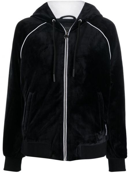Žametna jakna iz rebrastega žameta Moose Knuckles črna