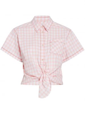 Карирана риза с принт Rosie Assoulin розово
