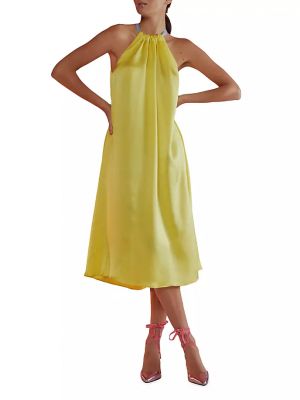Шелковое платье миди Cynthia Rowley желтое