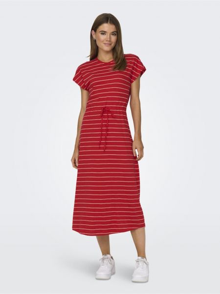 Pruhované midi šaty Only červené