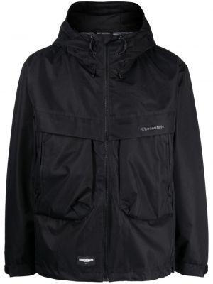 Dūnu jaka ar kapuci ar apdruku Chocoolate melns