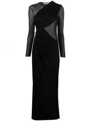 Прозрачна вечерна рокля с драперии Saint Laurent черно
