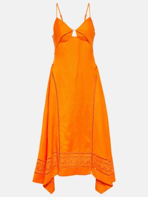 Льняной платье миди Simkhai оранжевый