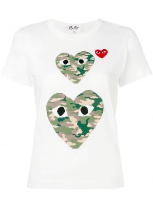 T-shirt con motivo a cuore Comme Des Garçons Play bianco