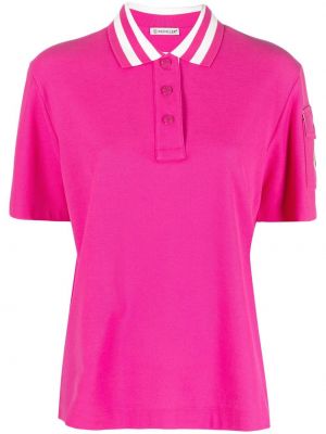 Памучна поло тениска Moncler розово