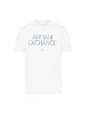 Koszulka z nadrukiem bawełniana Armani Exchange beżowa