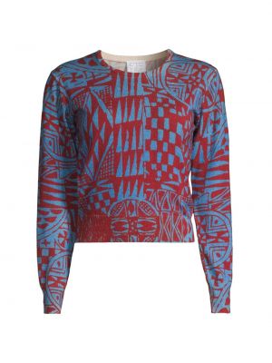 Укороченный свитер с абстрактным принтом Stella Jean синий