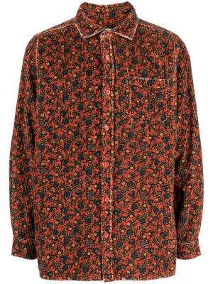 Риза от рипсено кадифе на цветя с принт Erl червено
