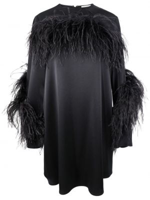 Krepové koktejlkové šaty s perím Lapointe čierna