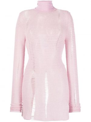 Асиметричен пуловер с протрити краища Mm6 Maison Margiela розово