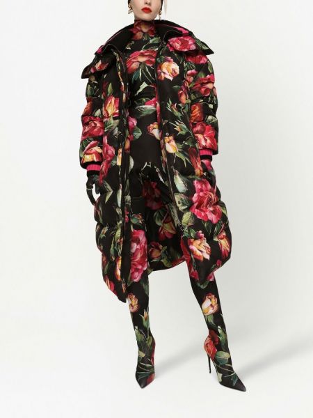 Doudoune à fleurs Dolce & Gabbana noir