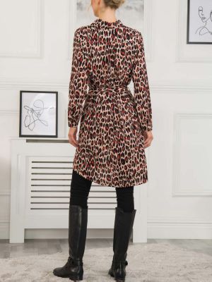 Леопардовое платье-рубашка с принтом Jolie Moi красное