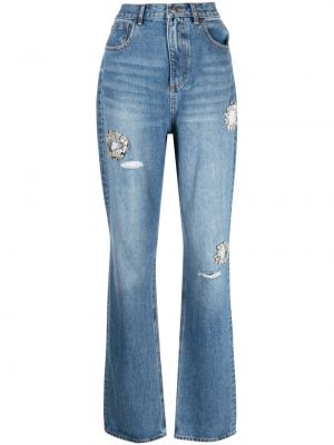 Straight leg jeans con cristalli Area blu