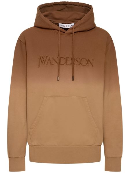 Hoodie med broderi i bomull med färggradient Jw Anderson