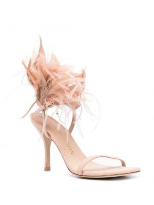 Sandály z peří Stuart Weitzman růžové