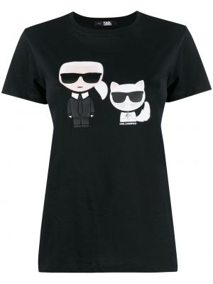 Camiseta con estampado Karl Lagerfeld negro