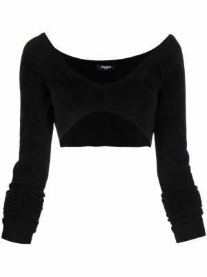 Crop top Balmain svart