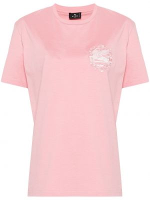 Памучна тениска Etro розово