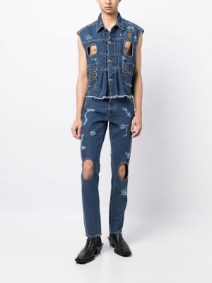 Veste en jean sans manches effet usé Vivienne Westwood bleu