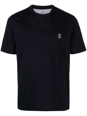 T-shirt en coton à imprimé Brunello Cucinelli bleu