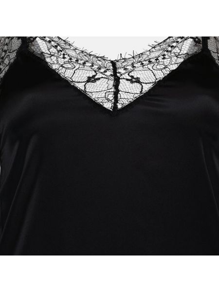 Vestido largo de raso de encaje Ami Paris negro