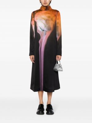 Robe mi-longue à imprimé à motifs abstraits Stine Goya noir