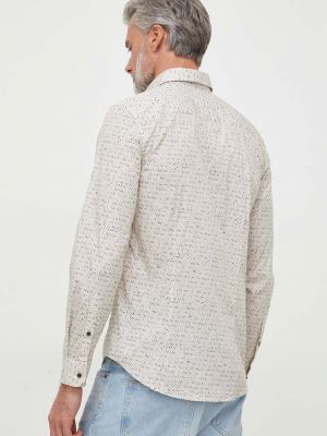 Bavlněné slim fit tričko Sisley béžové
