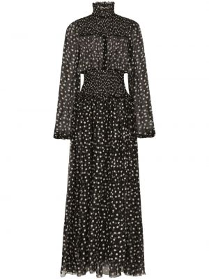 Копринена вечерна рокля на точки с принт Dolce & Gabbana