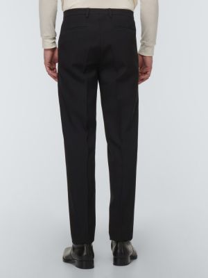 Vlněné rovné kalhoty Lanvin černé