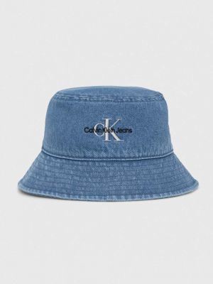 Памучна шапка с козирки Calvin Klein Jeans синьо