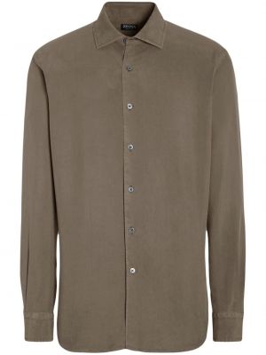 Chemise en soie avec manches longues Zegna vert