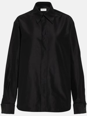 Oversize kokvilnas krekls Saint Laurent melns