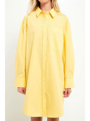 Женское классическое платье-рубашка с воротником English Factory желтый