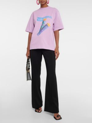 Džerzej tričko s potlačou s paisley vzorom Jacquemus fialová