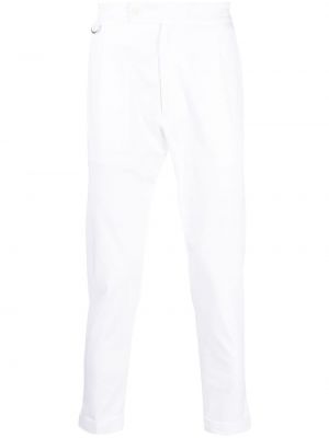 Pantaloni chino din bumbac plisate Low Brand alb