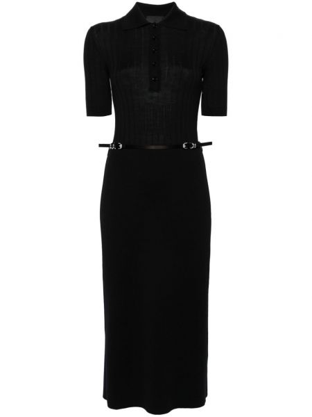 Volnena midi obleka Givenchy črna