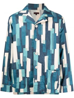 Chemise à imprimé à motif géométrique Clot bleu