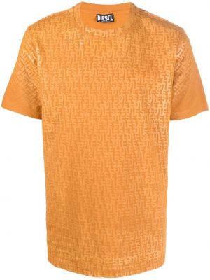 Тениска с принт Diesel оранжево