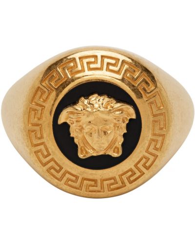 Złoty pierścionek Versace, сzarny