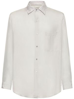 Hodvábna priliehavá košeľa s dlhými rukávmi Lemaire biela