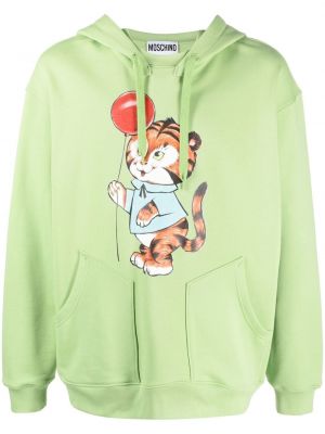 Hoodie con stampa Moschino verde