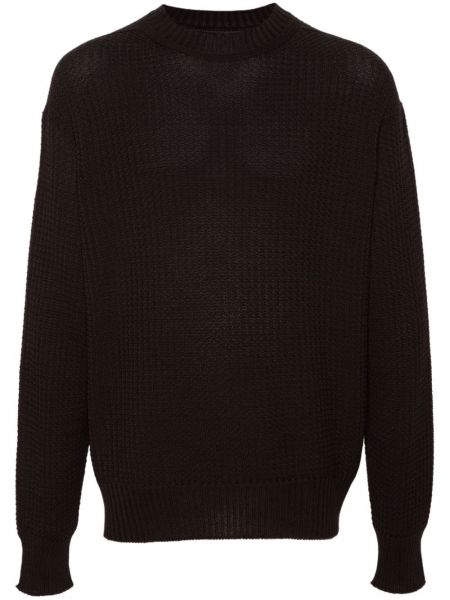 Sweter bawełniany z okrągłym dekoltem Homme Plisse Issey Miyake brązowy