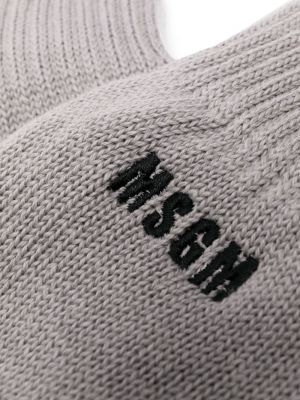 Gants brodeés en tricot Msgm gris