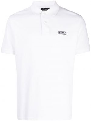 Памучна поло тениска с принт Barbour бяло