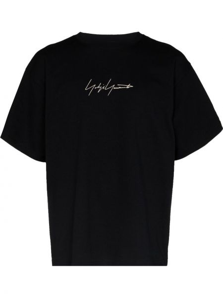 Тениска с принт Yohji Yamamoto черно