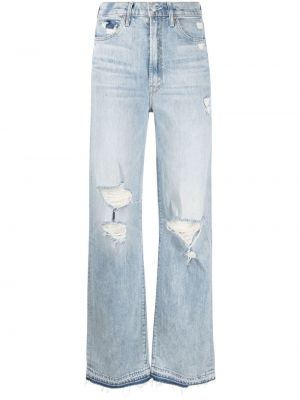 Roztrhané džínsy s rovným strihom Mother modrá
