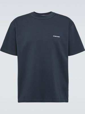 T-shirt di cotone in jersey Stone Island blu