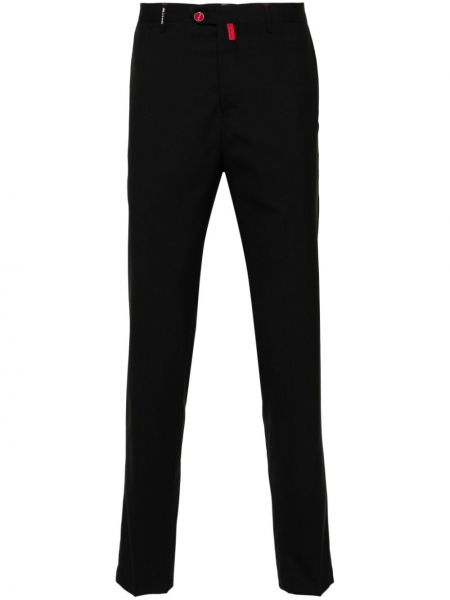 Pantaloni chino cu broderie slim fit Kiton negru