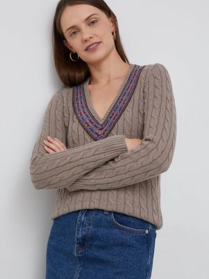 Bavlněný svetr Lauren Ralph Lauren dámský, šedá barva,