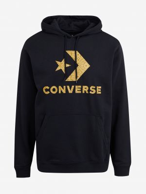 Černá mikina s kapucí s hvězdami Converse